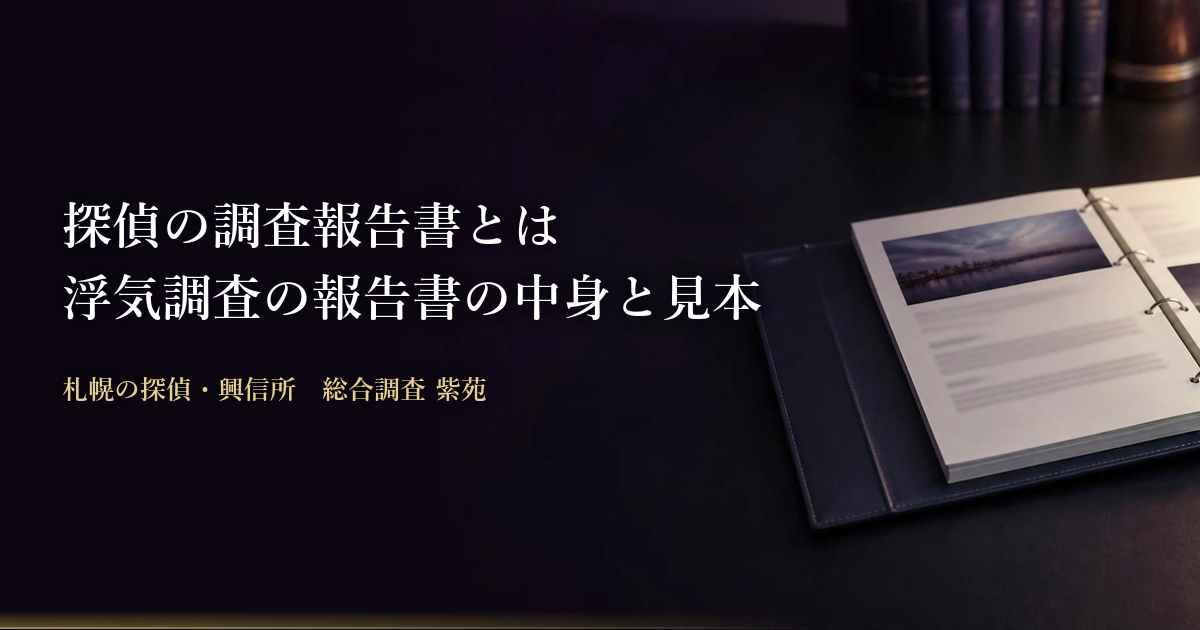 探偵の調査報告書とは 浮気調査の報告書の中身と見本｜札幌の探偵・興信所 総合調査 紫苑