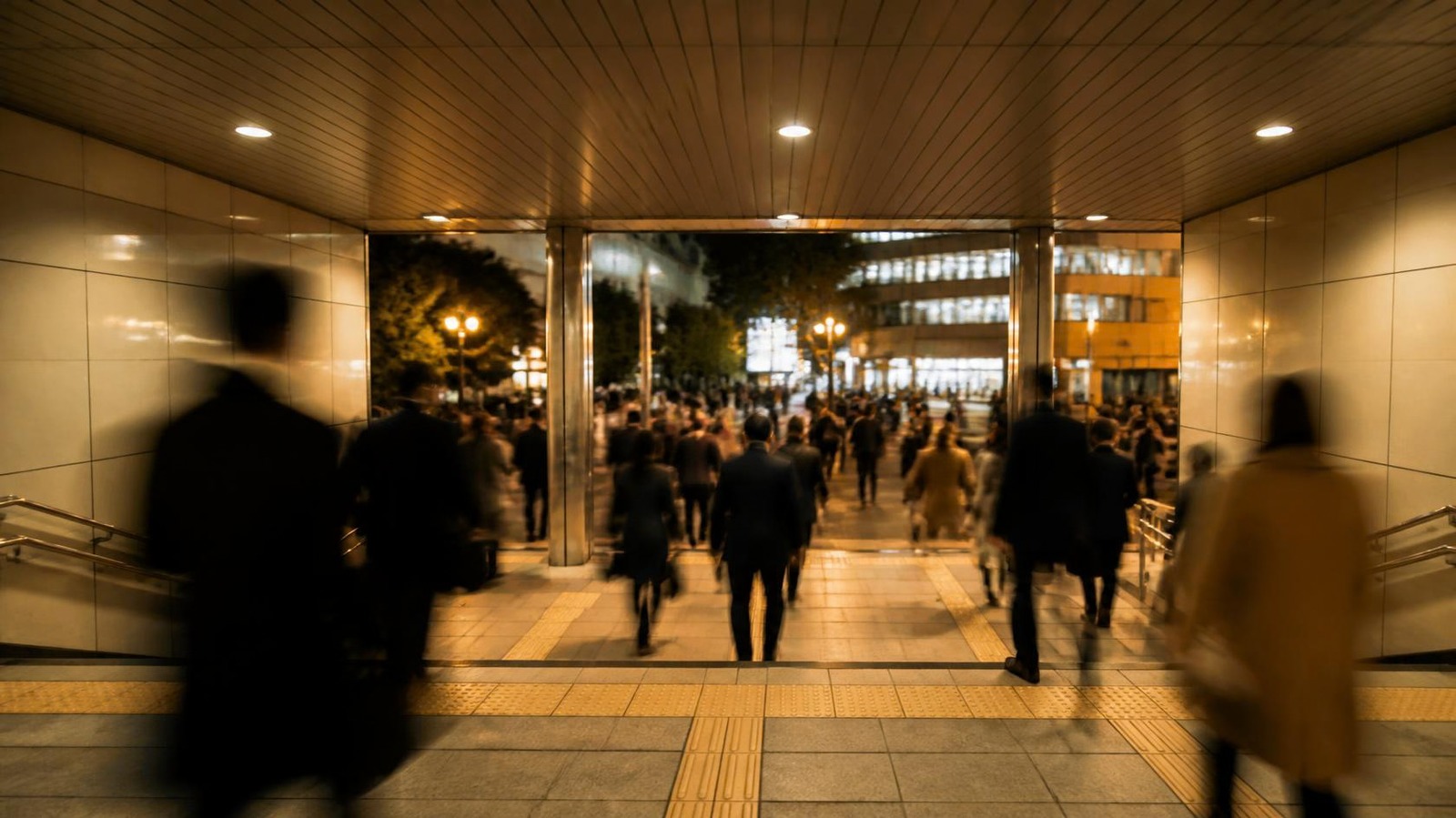 夕方の駅の出口（イメージ）