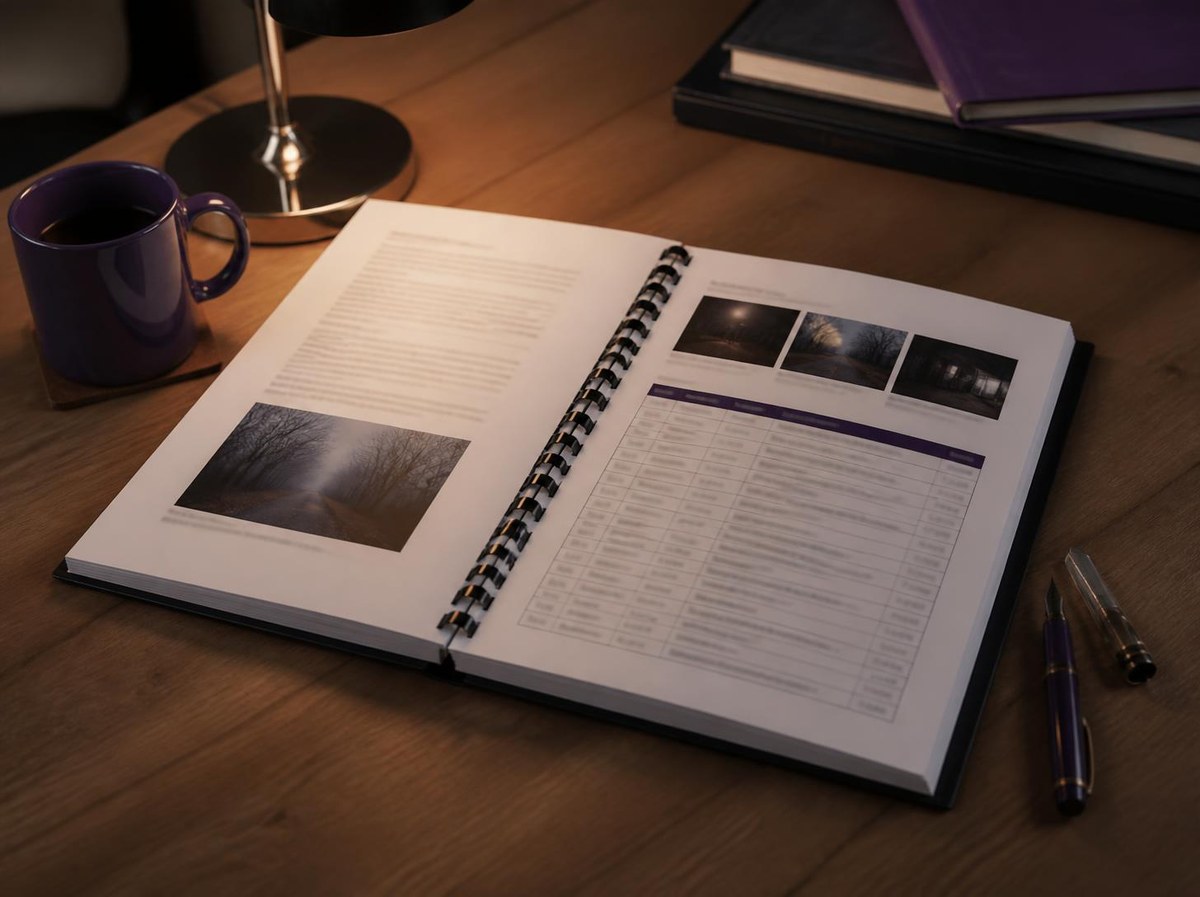 写真と時系列をまとめた調査報告書（イメージ）